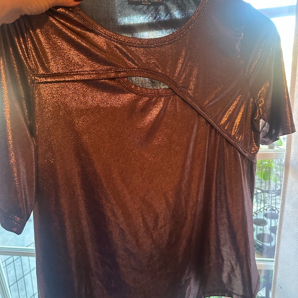 Kim & Cami Metallic Brown Blouse